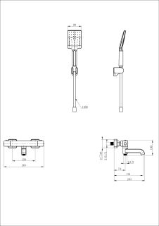 Смеситель для ванны с душем Wonzon & Woghand Stay 3 WW-B2026-A1-BG с термостатом брашированное золото
